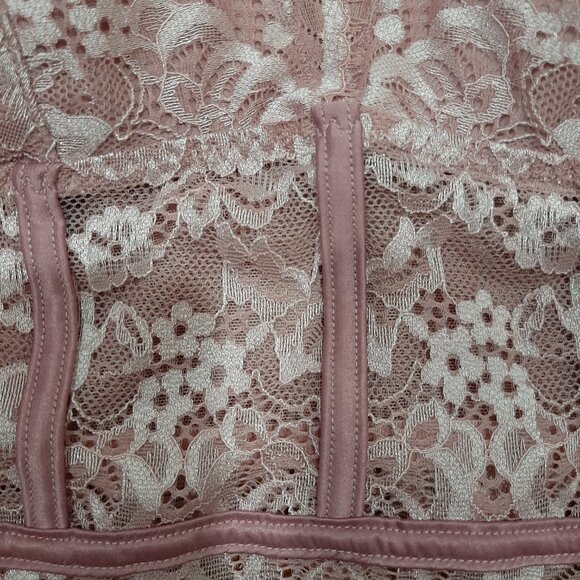 boho lace cap sleeve corset sheer back long line bralette top - Picture 10 of 12